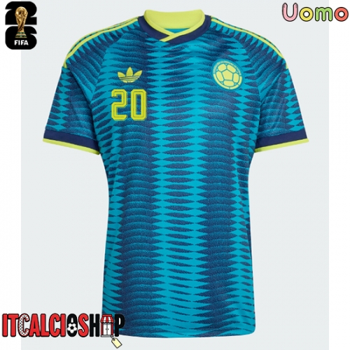 Colombia Juan Fernando Quintero #20 Seconda Maglia Mondiali 2026 Manica Corta